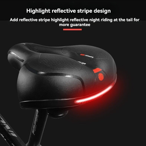 Selle de vélo imperméable à rayures réfléchissantes, vente en gros d'usine, selle de vélo épaissie à ressorts souples, selle de cyclisme confortable OEM VTT - Product Image 2