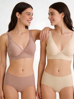 Ensemble soutien-gorge push-up sexy à col en V et culotte en gel, grande taille, maintien élevé, confort doux, pour femmes