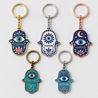 Porte-clés Hamsa personnalisé en émail du fabricant, amulette œil protecteur mystique, porte-clés religieux islamique, souvenir de voyage