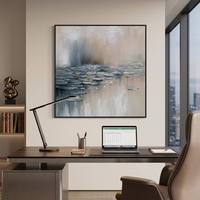 Peinture sur toile abstraite personnalisée de grande taille, peinte à la main, texture bleu gris mat, pour la décoration intérieure et le bureau