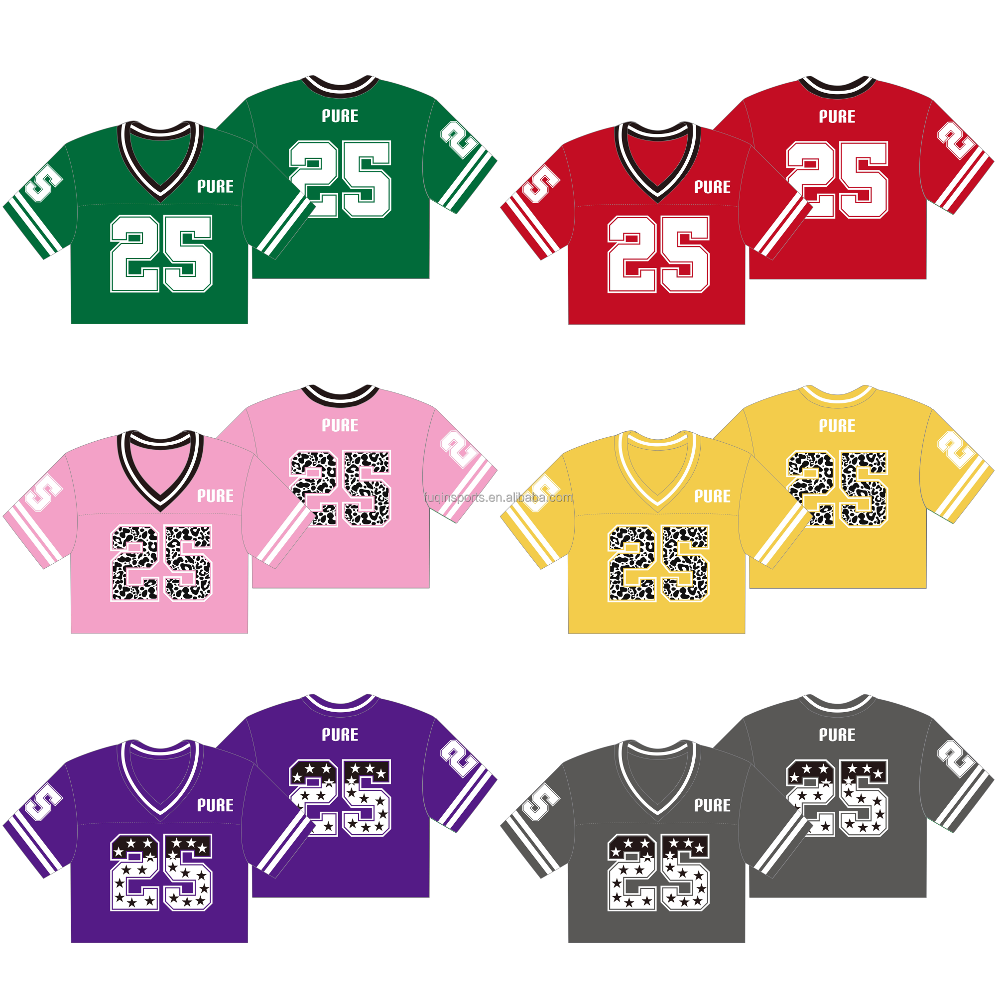 Custom Women's Cropped American Football Jersey Cropped Singlets For Girl Tank Top Sleeveless Crop Top Wear Workout T-Shirts