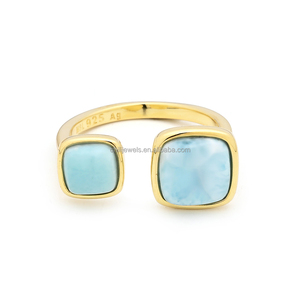 Anillos de Larimar Premium de Chilijewels, Auténtica Joyería de Piedra del Mar Caribeño, Anillo de Piedras Preciosas Personalizado OEM/ODM - Product Image 2