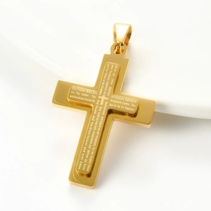 Collier pendentif croix double couche en acier inoxydable pour hommes et femmes, amulette religieuse catholique, bijoux à breloques, cadeau DIY - Product Image 5