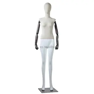 Maniquí de mano de madera móvil para hombre y mujer, accesorio de alta gama de lujo, cuerpo completo, modelo femenino, envoltura de tela