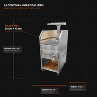 Parrilla Argentina Modular de Acero Inoxidable Santa María con Estantes Laterales, Termómetro y Plancha Combinada