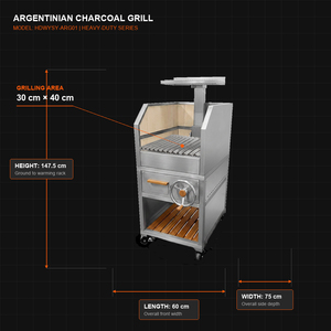 Grill argentin modulaire en acier inoxydable Santa Maria BBQ Parrilla avec étagères latérales, thermomètre et plaque <span class=keywords><strong>de</strong></span> <span class=keywords><strong>cuisson</strong></span> combinée - Product Image 2