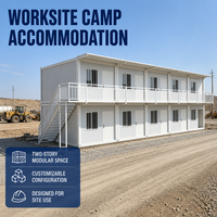 Bâtiment de campement préfabriqué personnalisable en conteneurs, logement temporaire modulaire écoénergétique pour les travailleurs sur site des hôtels