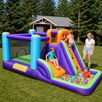 Château gonflable pour enfants avec toboggan extérieur et piscine à balles, salle de fête gonflable commerciale avec souffleur