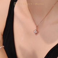 Collier pendentif trèfle à quatre feuilles en or rose massif 18 carats avec chaînes et diamants, style vintage filigrané, bijou de luxe pour cadeau de fête, joaillerie fine