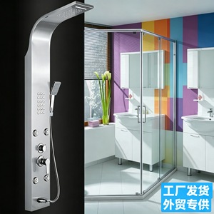 Panneau de douche mural thermostatique en acier inoxydable avec pommeau de pluie et lumière LED, 3,5-4,9 GPM, robinet en céramique - Product Image 2
