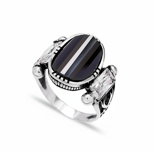 Onyx Authentic <b>Men</b> <b>Ring</b> Wholesale Handmade Black Stone Zircon Best Selling Popular Baguette CZ 925 Sterling Silver Jewelry - Product Image 2
