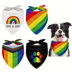 Pañuelo para Perro de Poliéster con Diseño 'Love Is Love' y 'Rainbow Pride Progress', Pañuelo para Mascota con Anillo para el Pelo, Diseño Personalizado - Product Image 1