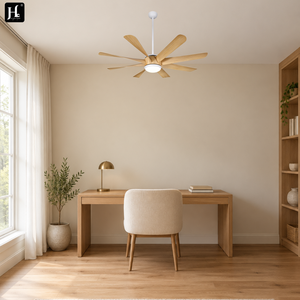 Ventilador de Techo Contemporáneo con 8 Aspas de ABS con Aspecto de Madera y Luz, para Salas de Estar Grandes, Dormitorios y Casas de Diseño Abierto - Product Image 1