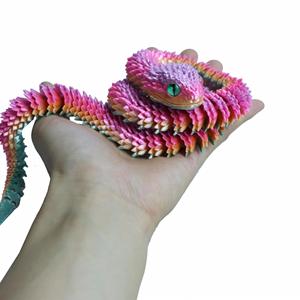 Modèle de serpent tridimensionnel, jouet créatif fait à la main, cadeaux pour enfants, imprimé en 3D rouge - Product Image 2