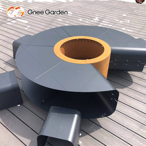 Corten Steel Smokeless Fire Pit <b>Table</b> and Chair Metal Fire Bowl with <b>BBQ</b> Grill Tray Powder Coated CE Certified - Product Image 1