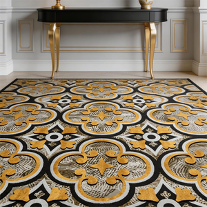 Tapis modulaire en nylon imprimé de style <span class=keywords><strong>baroque</strong></span> élégant, design moderne à feuilles d'or, dalles de moquette souples pour bureaux et villas de luxe - Product Image 4