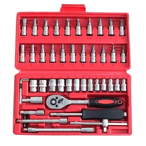 SOLUDE 46 pièces, outils à main combinés, clé à douille universelle portable ST-046C, 46 pièces, jeu de douilles 1/4 ", outils à douilles pour voiture, clé à douille S - Product Image 1