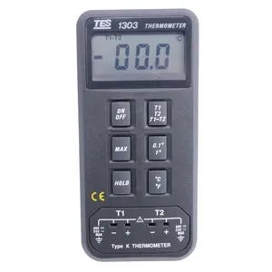 TES-1303 Dubbele Invoer Digitale Thermometer Temperatuur Meter Bemonsteringssnelheid 2.5 Keer/Sec