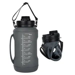Изготовленный на заказ логотип BPA бесплатно спортивный напиток силиконовые складные бутылки для воды с маркером времени