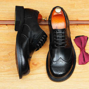 Chaussures Oxford pour hommes en cuir de veau à bout pointu avec soutien de la voûte plantaire, semelle en caoutchouc antidérapante et maille respirante pour le printemps et l'été - Product Image 5