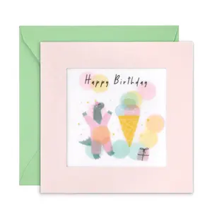 Luxury Fancy Pink Paper Dinosaur Blank Birthday Greeting Cards with Envelope Suppliers Custom Printing