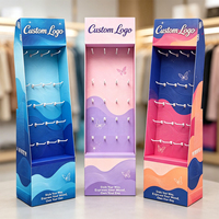 Support d'affichage en carton ondulé personnalisé, présentoir à crochets POP, présentoir de sol en carton pour supermarché