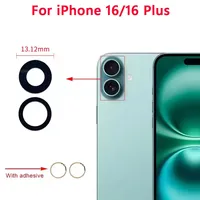 Lentille en verre de caméra arrière pour iPhone 11 12 13 14 15 16 Pro Max Plus Mini avec autocollant adhésif