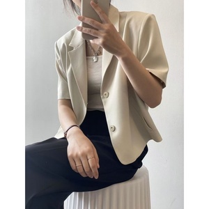 Neuer Damen Sommer Kurzblazer mit Knöpfen Kurzarm Büro Casual Slim Fit Mantel - Product Image 2