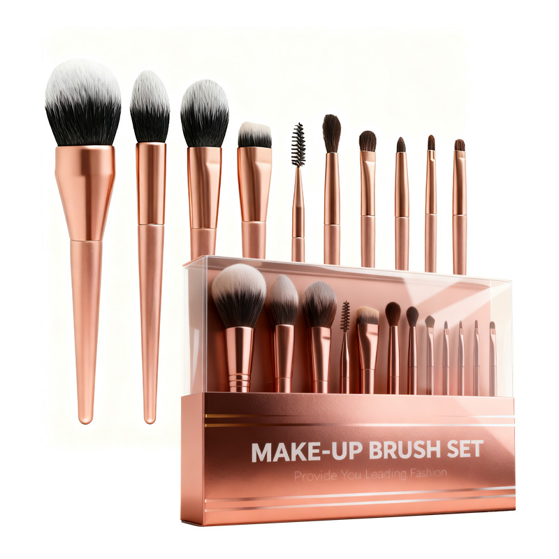 Ensemble de pinceaux de maquillage or rose