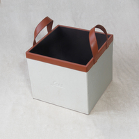 Boîte de rangement en cuir personnalisée en usine Boîte de rangement pour décor à la maison Panier de rangement en cuir PU Panier de rangement pour vêtements