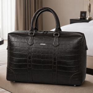 Custom Crocodile Embossed PU Leather Duffle <b>Bag</b> <b>Men</b> Business Travel <b>Bag</b> Large Capacity <b>Weekender</b> Travel Handbag OEM ODM - Product Image 1