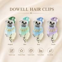 Jepit Rambut Akrilik DOWELL Motif Anjing Pug Lucu dengan Desain Hiu, Gaya Eropa-Amerika, Fashion Musim Dingin untuk Wanita dan Remaja Putri
