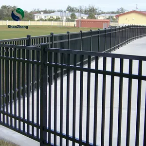 Top flat courtyard 3 rails fence powders coating Guarding Safety Fencing for ground park garden pool barrier ASTM BS EN standard