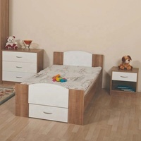 20KAD040 lit en bois blanc pour enfants, ensemble de meubles de chambre à coucher Design Simple pour enfants, meubles de chambre à coucher taille unique pour enfants, 5 pièces