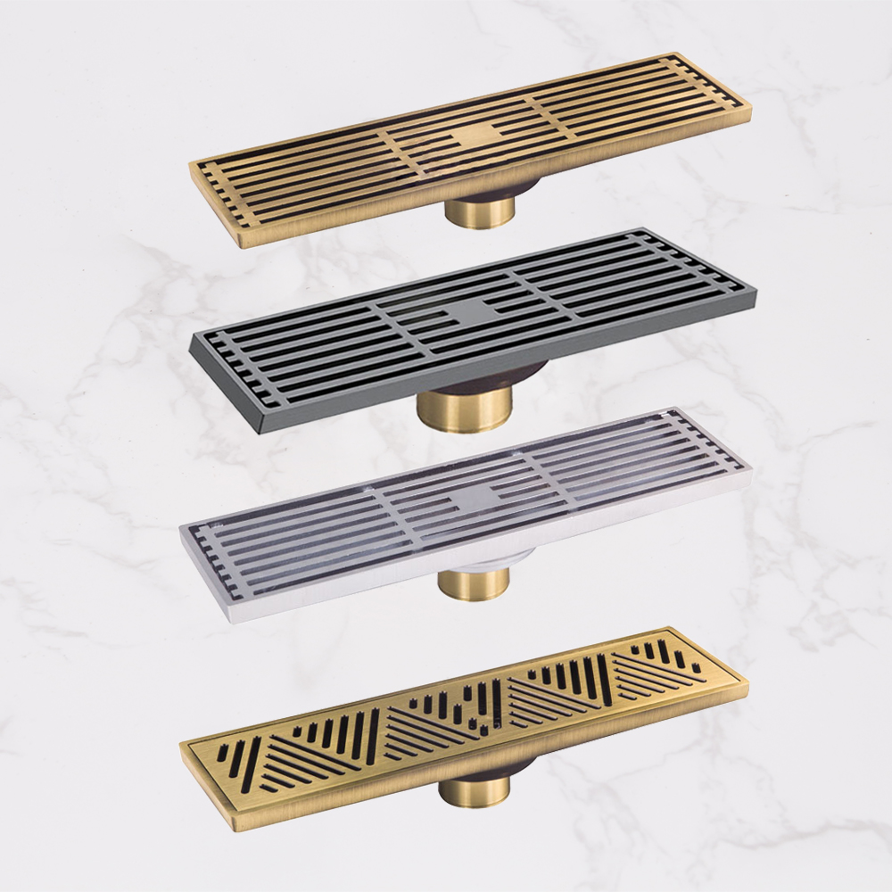 Customize Brass Long Drains Bathroom Accessories Square Linear Floor Drain