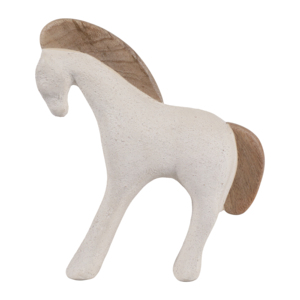 Statuetta di Cavallo in Ceramica Moderna con Base in Legno di Mango per Decorazione Casa e Ufficio - Product Image 4