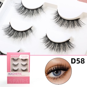 Coeur fille 5 paires de <span class=keywords><strong>cils</strong></span> <span class=keywords><strong>magnétiques</strong></span> Kit <span class=keywords><strong>avec</strong></span> <span class=keywords><strong>pince</strong></span> à épiler et eyeliner réutilisable bouclés gratuit doux <span class=keywords><strong>faux</strong></span> vison <span class=keywords><strong>cils</strong></span> livraison directe - Product Image 5