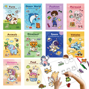 Livre de coloriage et de <span class=keywords><strong>dessin</strong></span> sur le thème des animaux spatiaux licorne personnalisé, 6 pages, avec un ensemble d'autocollants pour les enfants de 3 <span class=keywords><strong>à</strong></span> 6 ans - Product Image 2