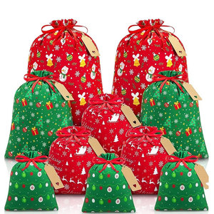 Sac de Noël en toile de coton écologique 2024, sac de rangement pour cadeaux, sac de Père Noël, pochette à cordon - Product Image 2