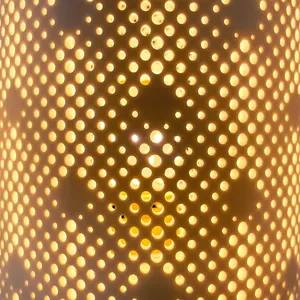 Pabrik OEM lampu malam meja keramik lampu malam dekorasi meja bundar berongga