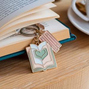 พวงกุญแจแฟชั่นวินเทจสำหรับคนรักหนังสือ ดีไซน์ฟรี ผลิตจากโลหะผสมสังกะสี ชุบทองเหลืองโบราณ - Product Image 5