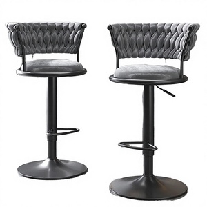 Chaises <span class=keywords><strong>de</strong></span> <span class=keywords><strong>bar</strong></span> en velours pour la maison, ensemble <span class=keywords><strong>de</strong></span> 4 tabourets <span class=keywords><strong>de</strong></span> <span class=keywords><strong>bar</strong></span>, chaises <span class=keywords><strong>de</strong></span> comptoir pivotantes à 360 degrés pour restaurant - Product Image 1