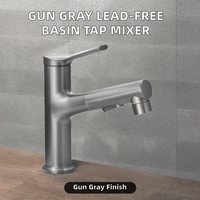 Robinet mélangeur électrique anti-rayures pour lavabo avec cartouche céramique gris anthracite pour éviers de salle de bain et de chambre