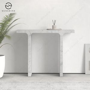 Table console en marbre Sunshine, base en tréteau, style minimaliste moderne, meubles de salon, décoration d'entrée - Product Image 5