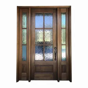 木质框架新型木质前实芯外部当代入口门设计现代主双玻璃门