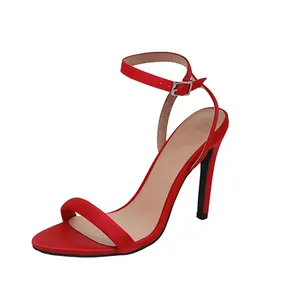 Party Hot Selling Sexy Girl's Satin Fabric Women's Buckle Strap Stilettos High Heels Shoes Ladies Pump Sandals Femme