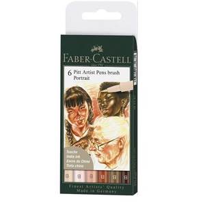 FABER CASTELL - ÉTUI DE 6 STYLOS PITT ARTIST PEN B PORTRAIT ASS. - Product Image 1