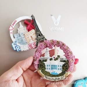 Yijia Comercio exterior Washington, <span class=keywords><strong>Francia</strong></span>, París Edificio emblemático Pegatinas magnéticas, Refrigerador de resina de Alaska al por mayor - Product Image 2
