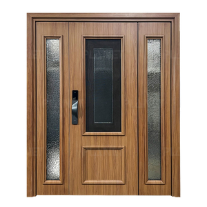 <span class=keywords><strong>Porte</strong></span> <span class=keywords><strong>d</strong></span>'<span class=keywords><strong>entrée</strong></span> résidentielle moderne en bois grainé <span class=keywords><strong>avec</strong></span> panneaux latéraux, <span class=keywords><strong>porte</strong></span> battante en bois grainé noyer - Product Image 6