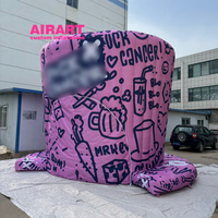 Tente Photo Gonflable Rose Personnalisée avec Motifs Graffiti, Cabine Gonflable Portable pour Événements, Publicité et Décoration